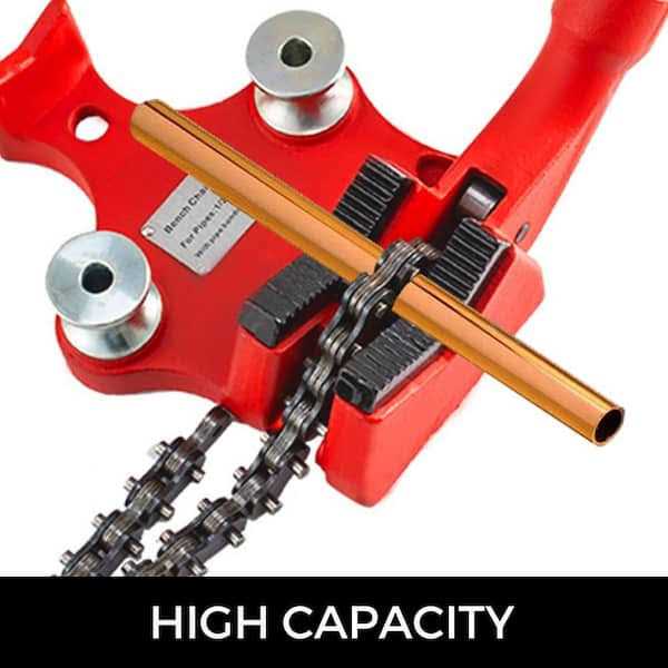 VEVOR 1/8 in. to 5 in. Pipe Capacity Top Screw Bench Chain Vises Heavy ...