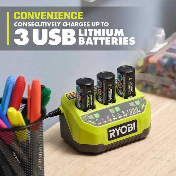 Ryobi Usb Lithium 3 Port Charger With Usb Lithium 30 Ah Lithium Ion Rechargeable Battery 9885