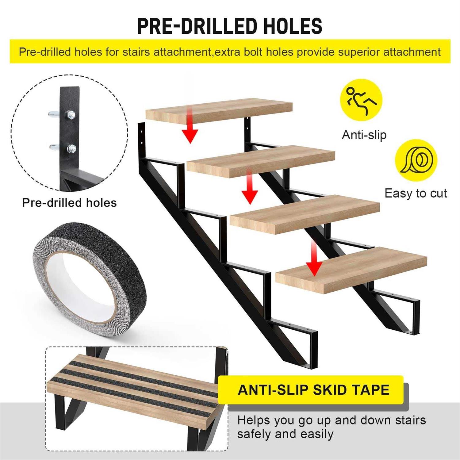 Doniks Steel Stair Step Riser Step for Deck Height Metal Stair Stringer ...