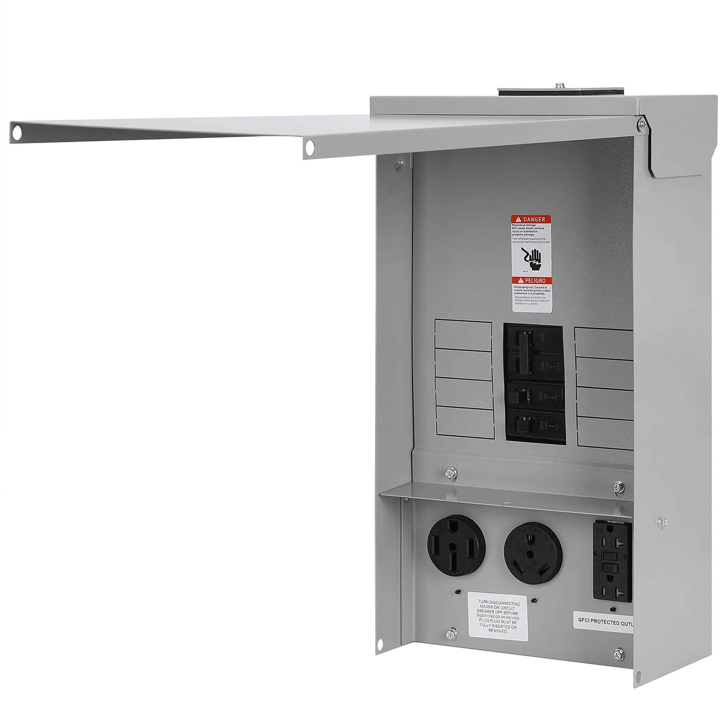 Hiweld Temporary Power Outlet Panel With 20 30 And 50 Amp Receptacle Installed Rv Electrical