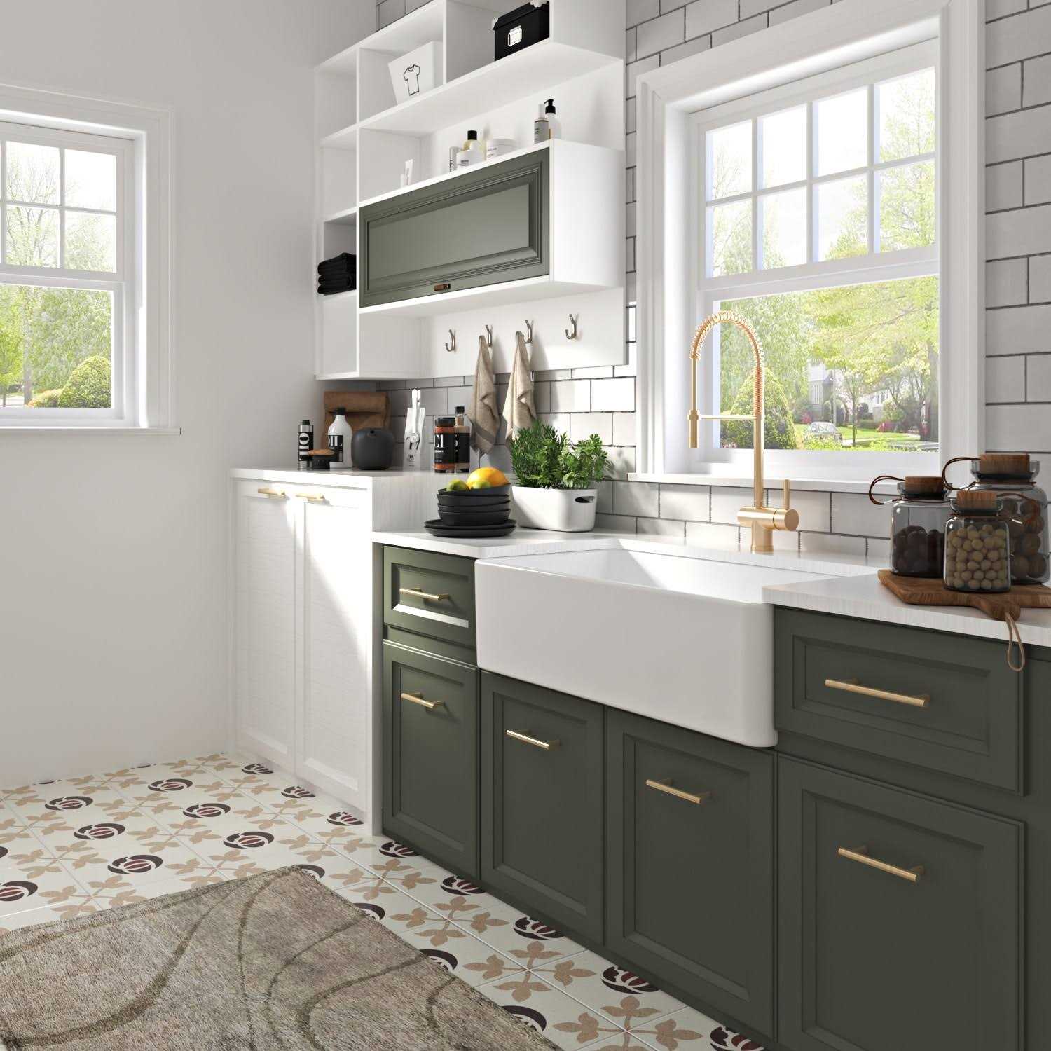 DeerValley DV-1K510 Grove Fireclay Farmhouse Kitchen Sink with Sink ...